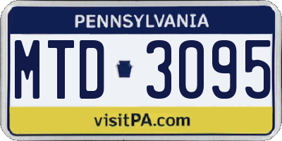 PA license plate MTD3095