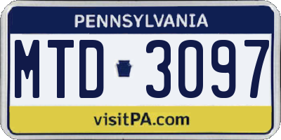 PA license plate MTD3097