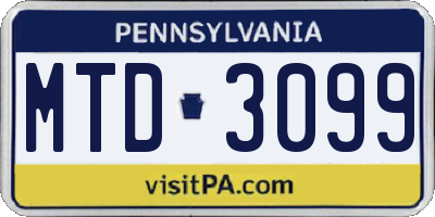 PA license plate MTD3099