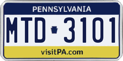 PA license plate MTD3101