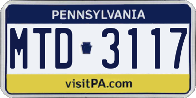 PA license plate MTD3117