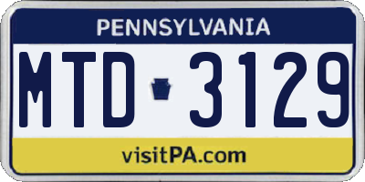 PA license plate MTD3129