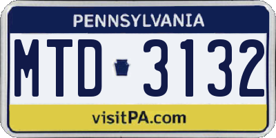 PA license plate MTD3132