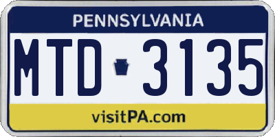 PA license plate MTD3135