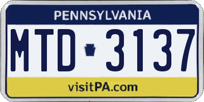 PA license plate MTD3137