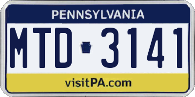 PA license plate MTD3141