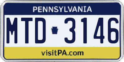 PA license plate MTD3146