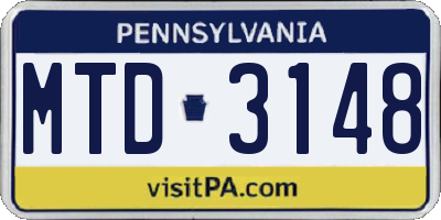 PA license plate MTD3148