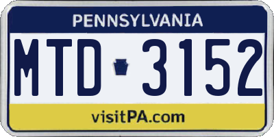 PA license plate MTD3152