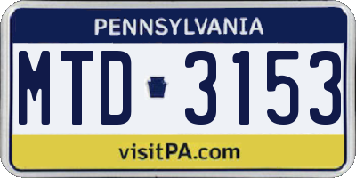 PA license plate MTD3153