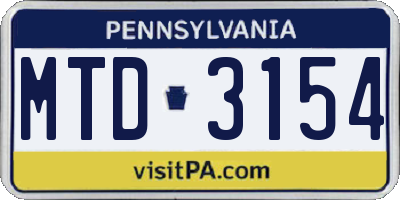 PA license plate MTD3154