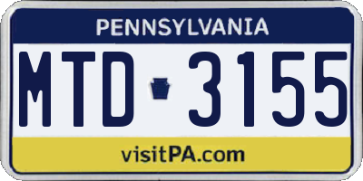 PA license plate MTD3155
