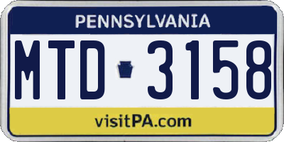 PA license plate MTD3158