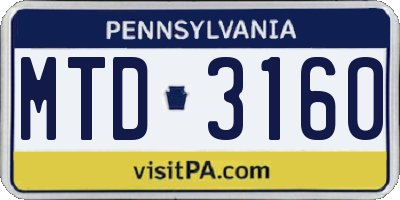 PA license plate MTD3160