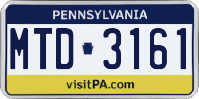 PA license plate MTD3161