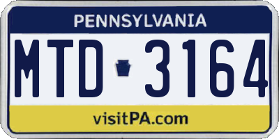 PA license plate MTD3164