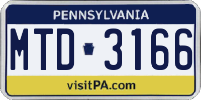 PA license plate MTD3166