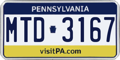 PA license plate MTD3167