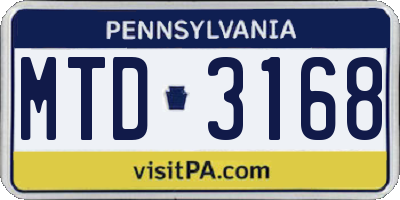 PA license plate MTD3168