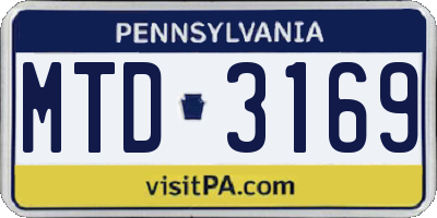 PA license plate MTD3169