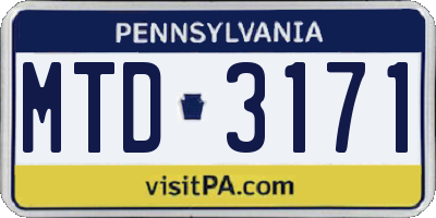 PA license plate MTD3171
