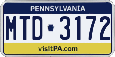 PA license plate MTD3172