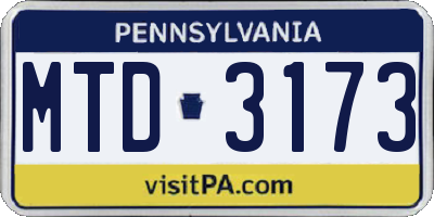 PA license plate MTD3173