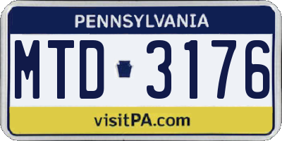 PA license plate MTD3176