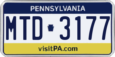 PA license plate MTD3177