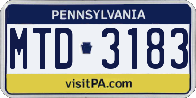 PA license plate MTD3183