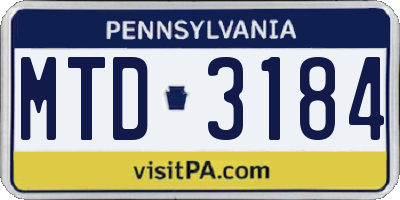 PA license plate MTD3184