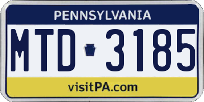 PA license plate MTD3185