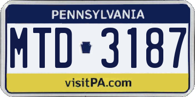PA license plate MTD3187