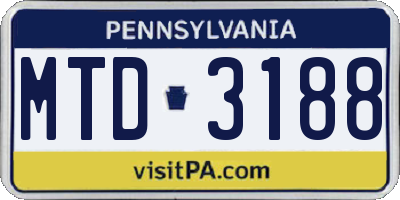 PA license plate MTD3188