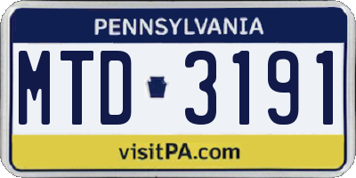 PA license plate MTD3191