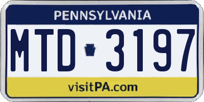 PA license plate MTD3197