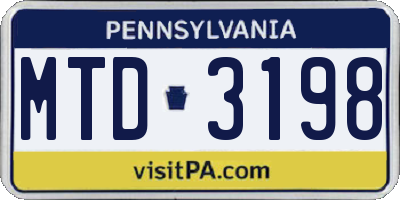 PA license plate MTD3198