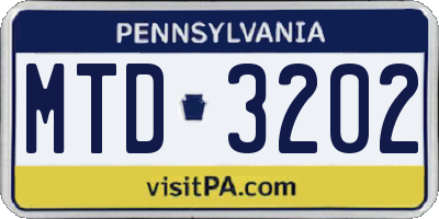 PA license plate MTD3202