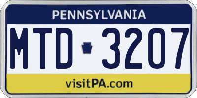PA license plate MTD3207