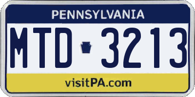 PA license plate MTD3213