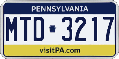 PA license plate MTD3217