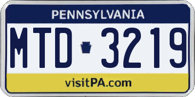 PA license plate MTD3219