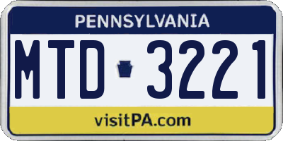 PA license plate MTD3221