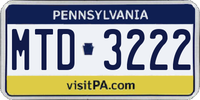 PA license plate MTD3222