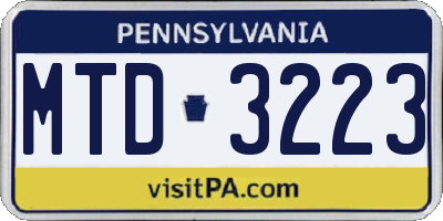 PA license plate MTD3223