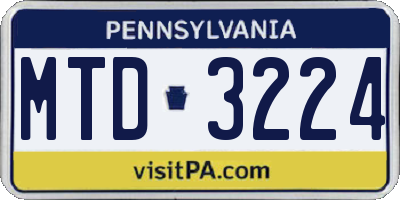 PA license plate MTD3224