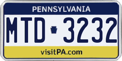PA license plate MTD3232