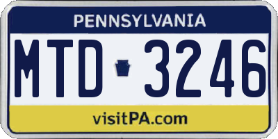 PA license plate MTD3246