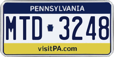 PA license plate MTD3248