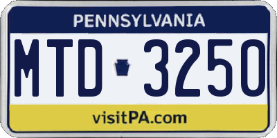 PA license plate MTD3250